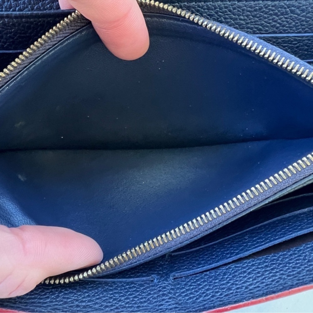 Authentic Louis Vuitton Empreinte Sarah Wallet navy red gold - Picture 7 of 9